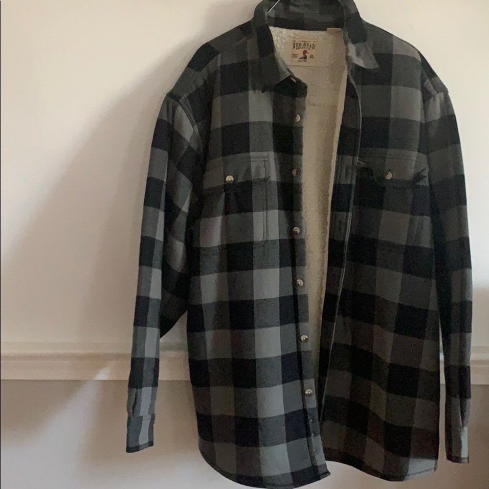 RedHead Black and Gray Plaid Shirt Jacket